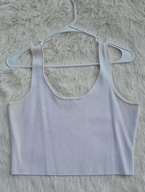 bebe White Scoop Crop Tank Top